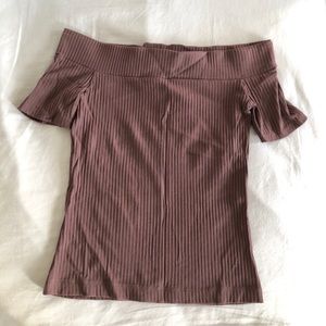 Wilfred Mauve Off the shoulder Ribbed Top